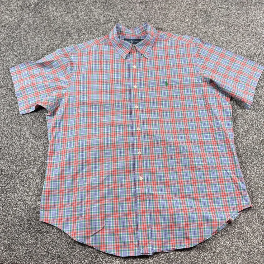 Polo Ralph Lauren Men XL Classic Fit Short Sleeve Plaid Button Down Multi Color